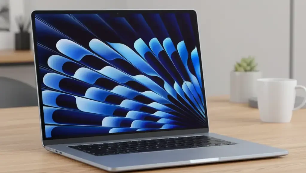 A sleek 2025 MacBook Air 15-inch on a modern desk