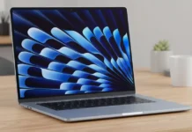 A sleek 2025 MacBook Air 15-inch on a modern desk