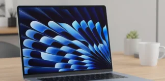 A sleek 2025 MacBook Air 15-inch on a modern desk
