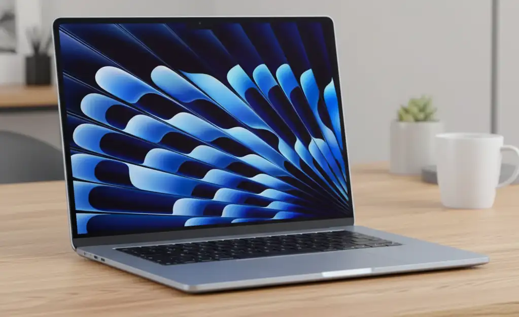 A sleek 2025 MacBook Air 15-inch on a modern desk