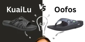 KuaiLu vs OOFOS sandals side by side