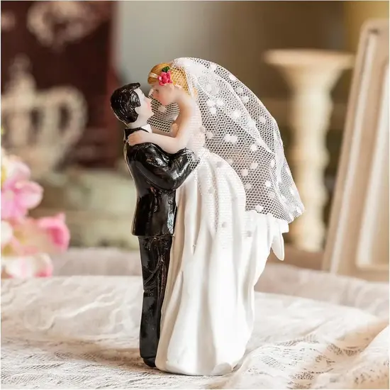 Modern Wedding Cake Toppers Bride and Groom Handmade Figurine for Decoration