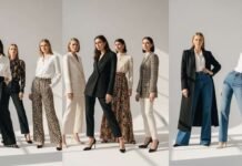 Modern fashion styles female showcase in a bright, elegant studio