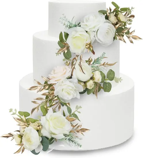 Rinlong 3Pcs Pre-made Cake Toppers Flowers Cake Decorations