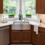 Corner Sink Cabinets: Maximizing Space, Style & Functionality Ultra-modern kitchen interior with a stylish corner sink cabinets