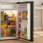 Honest Upstreman 3.2 Cu Ft Mini Fridge Review: Worth It in 2025? A sleek 3.2 cu ft mini fridge with freezer with its door slightly open