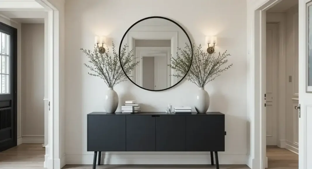 beautifully styled Scandinavian Black Entryway Table