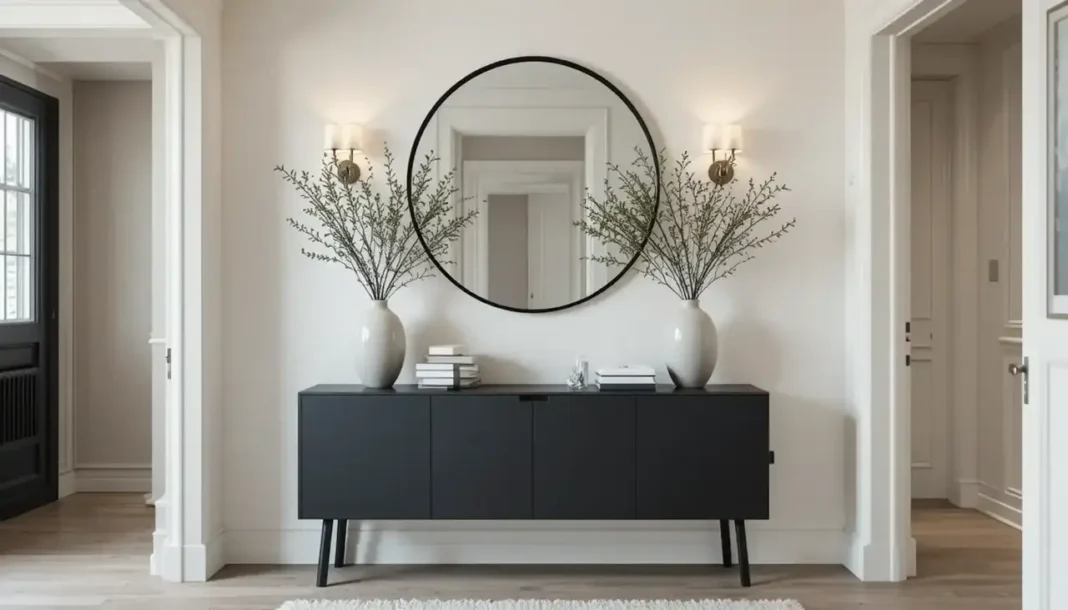 beautifully styled Scandinavian Black Entryway Table