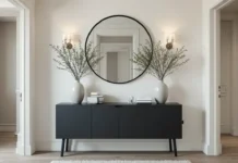beautifully styled Scandinavian Black Entryway Table
