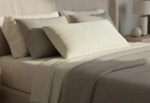 bedroom scene featuring a premium natural latex pillow on a luxury bed