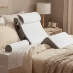 bedroom scene showing a premium orthopedic wedge pillow set