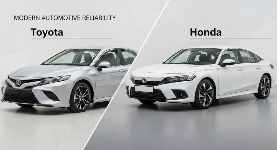 comparison image showing Toyota vs Honda Reliability