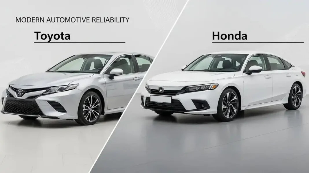 comparison image showing Toyota vs Honda Reliability