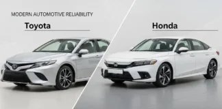 comparison image showing Toyota vs Honda Reliability