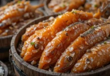 Irresistible Fermented Fish Boosts Flavor Power (Ancient Secret) traditional fermented fish arranged in rustic wooden barrels