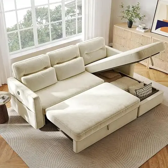 Amada Sectional Sofa Bed with Reversible Storage Chaise