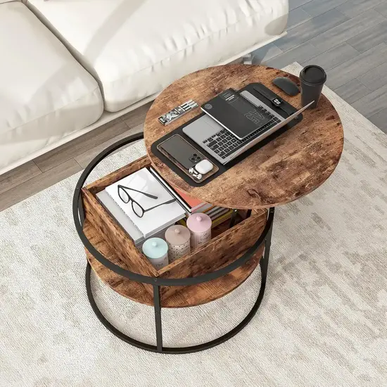 HOJINLINERO Round Lift Top Coffee Table Multi-Functional apt Furniture