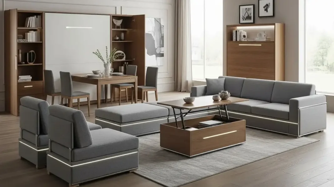 Luxurious modern living room featuring multi-functional furniture