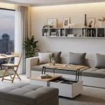 Modern small apartment interior featuring Multi-Functional apt Furniture