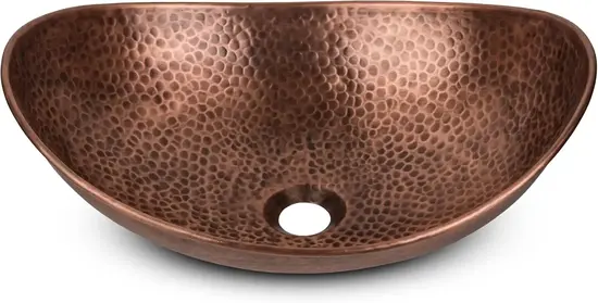 Monarch Abode 19-Inch Hand Hammered Pure Copper Harbor Vessel Bathroom Sink