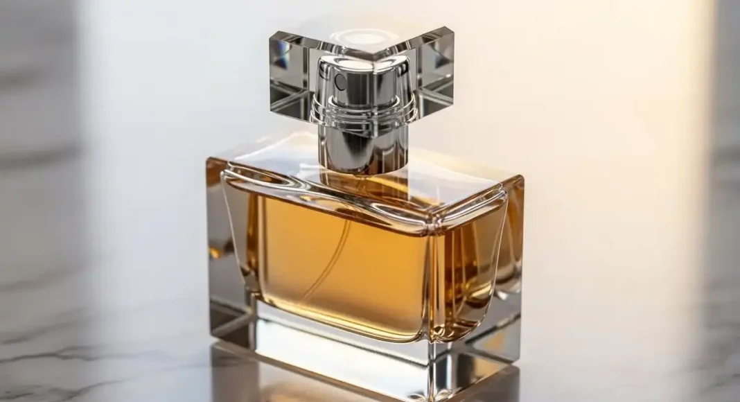 elegant pure luxury perfume bottle on a marble surface elegant pure luxury perfume bottle on a marble surface