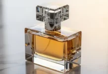 elegant pure luxury perfume bottle on a marble surface