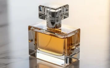 elegant pure luxury perfume bottle on a marble surface