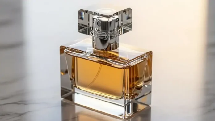 elegant pure luxury perfume bottle on a marble surface