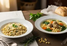 food photography of acini di pepe recipes