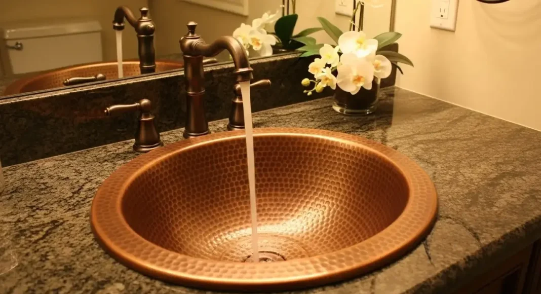 luxury kitchen featuring a hammered copper sink