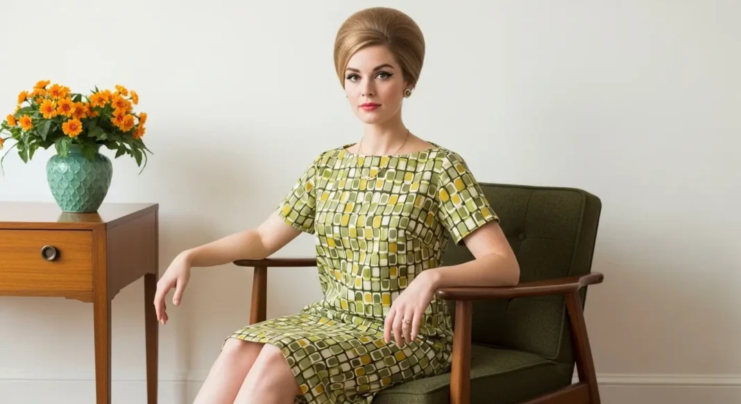 1960s women fashion dress featuring a classic shift silhouette and vintage elegance