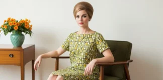 1960s women fashion dress featuring a classic shift silhouette and vintage elegance