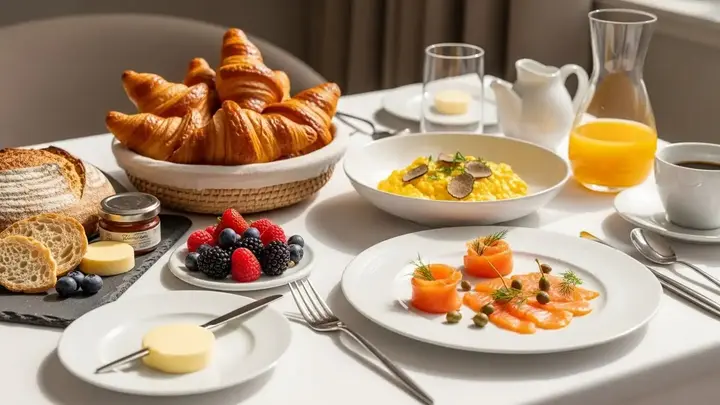 A beautifully styled table featuring Luxury Breakfast Recipes