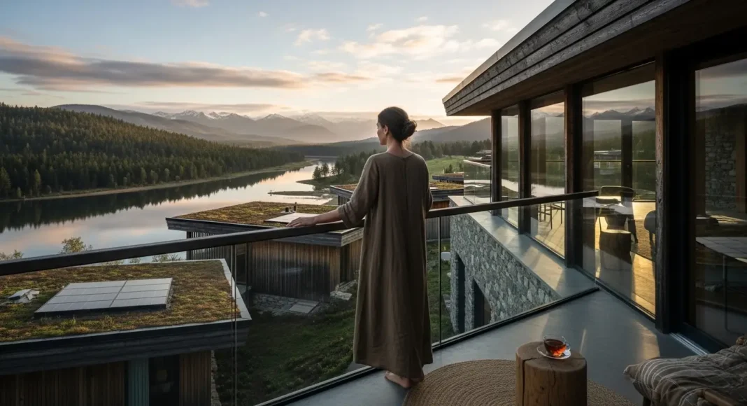 Eco-conscious travel options with luxury sustainable accommodation in a natural destination