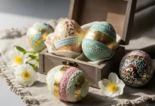 Elegant luxury Easter eggs made of premium chocolate