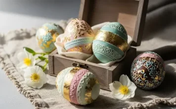 Elegant luxury Easter eggs made of premium chocolate
