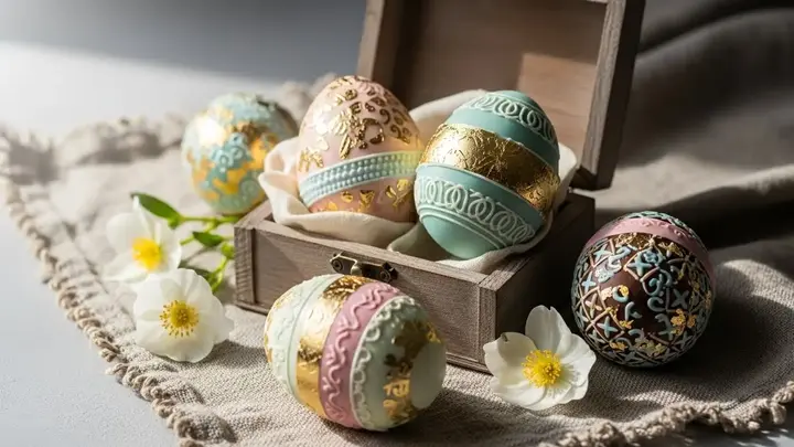 Elegant luxury Easter eggs made of premium chocolate