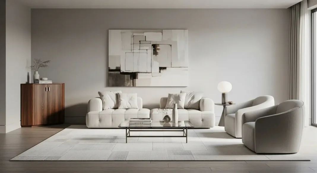 Small corner cabinets for living room with doors in a modern luxury interior design setup