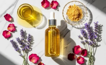 Luxury Body Oil Recipe for Glowing Skin Luxury body oil recipe displayed in a glass dropper bottle