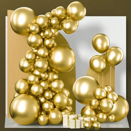 PartyWoo Gold Balloons 140pcs Different Sizes