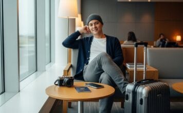 Stress-Free Travel Guide for Easy Trips a relaxed traveler featuring stress-free travel