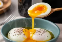 Perfect Soft Poached Eggs in Air Fryer: A Simple Guide shot of a perfectly cooked soft poached eggs in air fryer