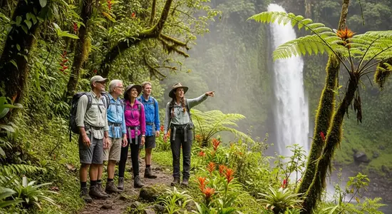 small group nature tour, professional local guide, lush landscape, responsible tourism