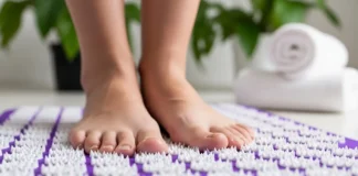 acupressure mat with therapeutic spikes for foot pain relief and circulation