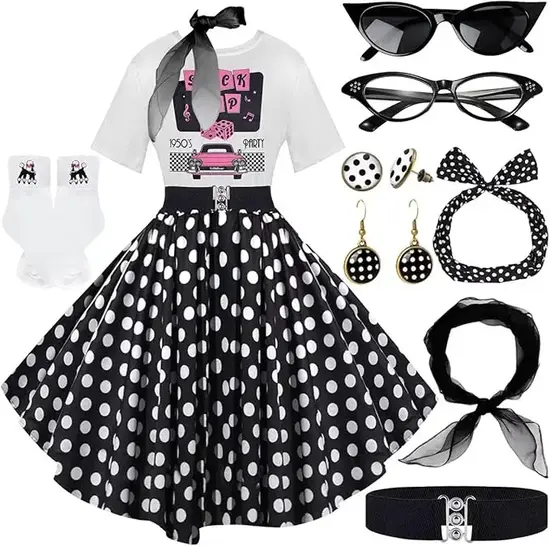 Rockabilly Style Guide for Women: 15 Looks, Hair & Tips 2 10Pcs Sock Hop Outfits Women