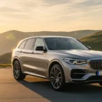 Family Luxury Cars: 7 Best Picks for Style & Space A silver family luxury car parked on a winding mountain road at sunset, showcasing elegance and space perfect for family travel.