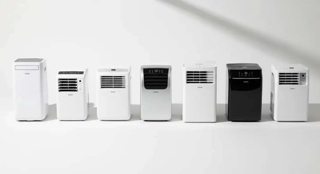 Compact air conditioners cooling a small modern apartment efficiently