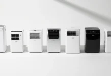 Compact air conditioners cooling a small modern apartment efficiently
