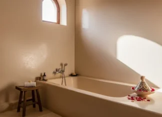 Tadelakt Plaster: 9 Stunning Ideas, Cost & DIY Guide Elegant bathroom with smooth waterproof tadelakt plaster walls