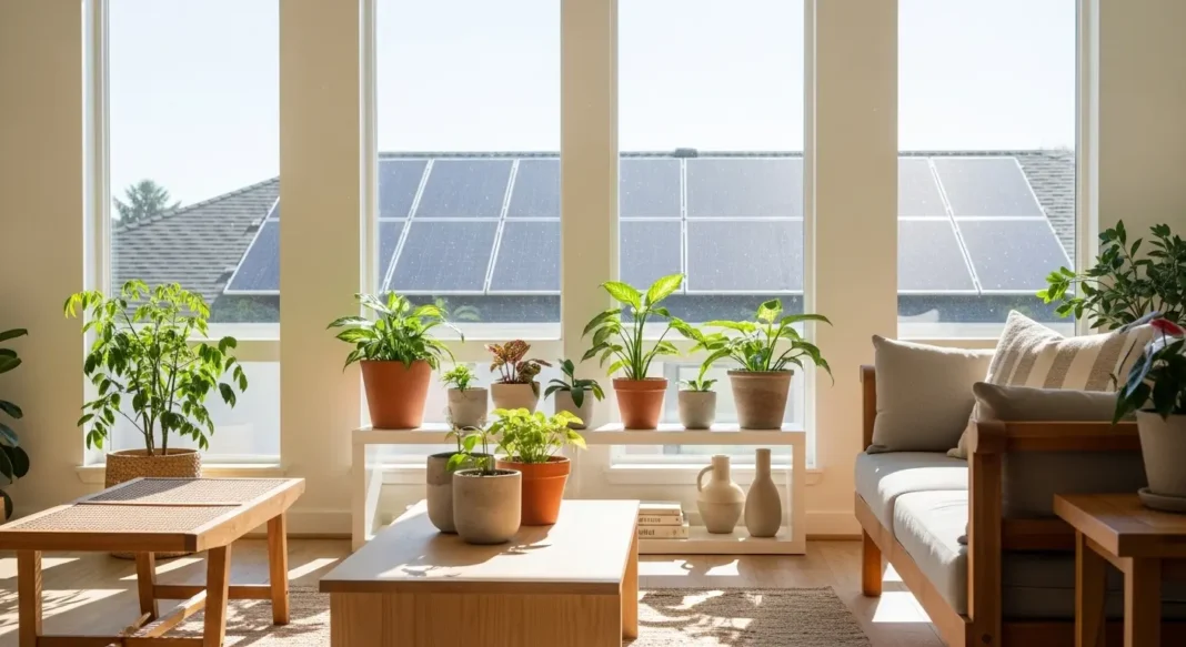 interior with plants, natural light, and sustainable design elements featuring eco-friendly environment at home
